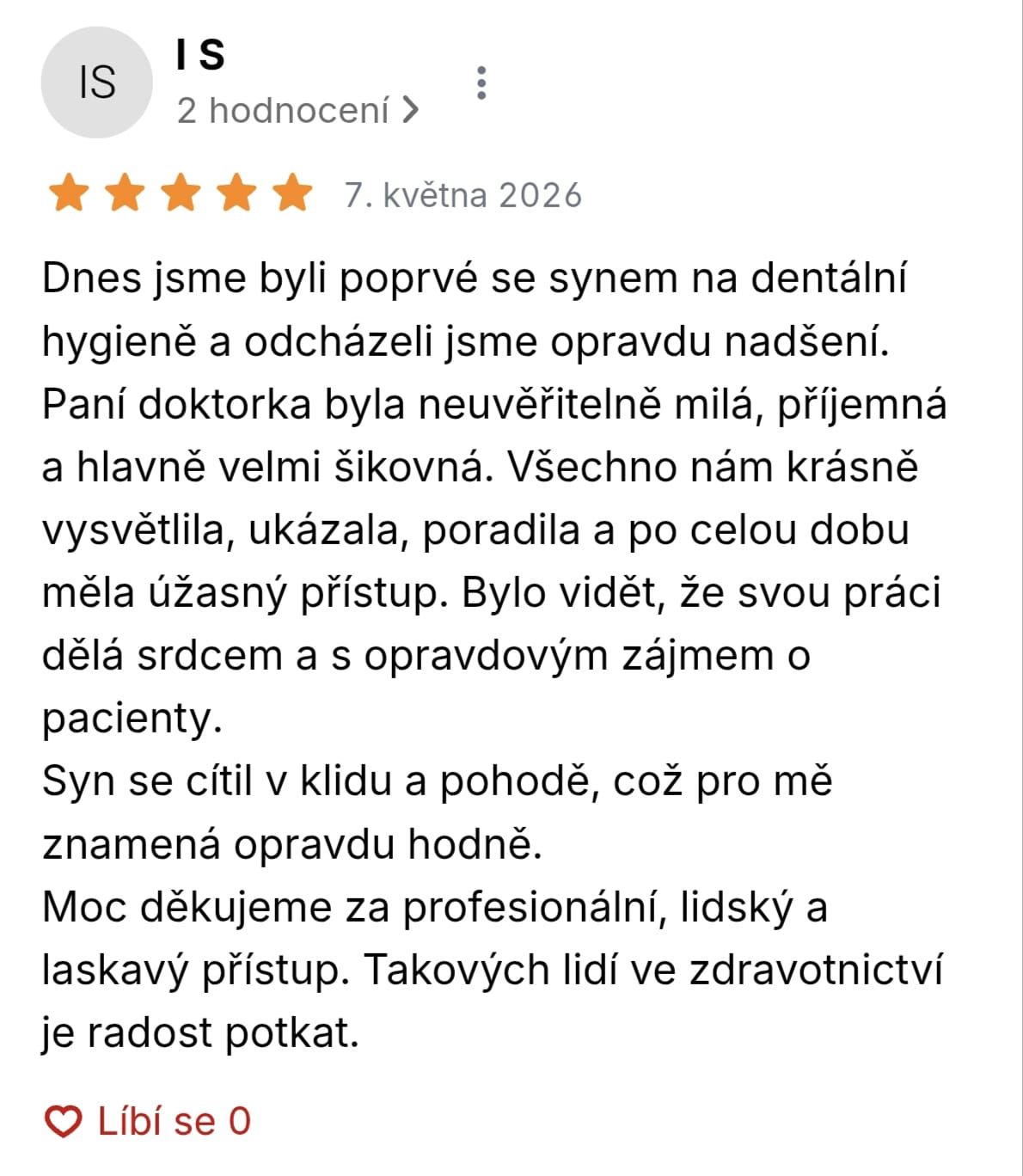 Google recenze pacienta 1